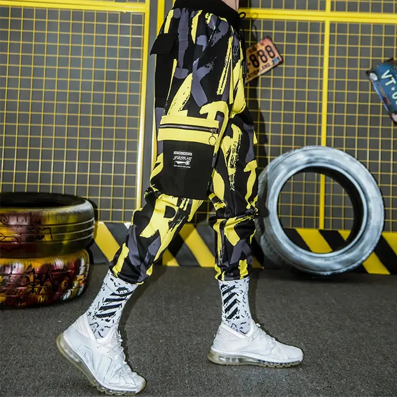Letters Camouflage Loose Multi-Pocket Pants