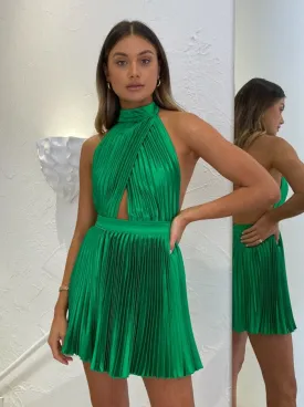 Lidee Renaissance Mini Dress in Bright Green