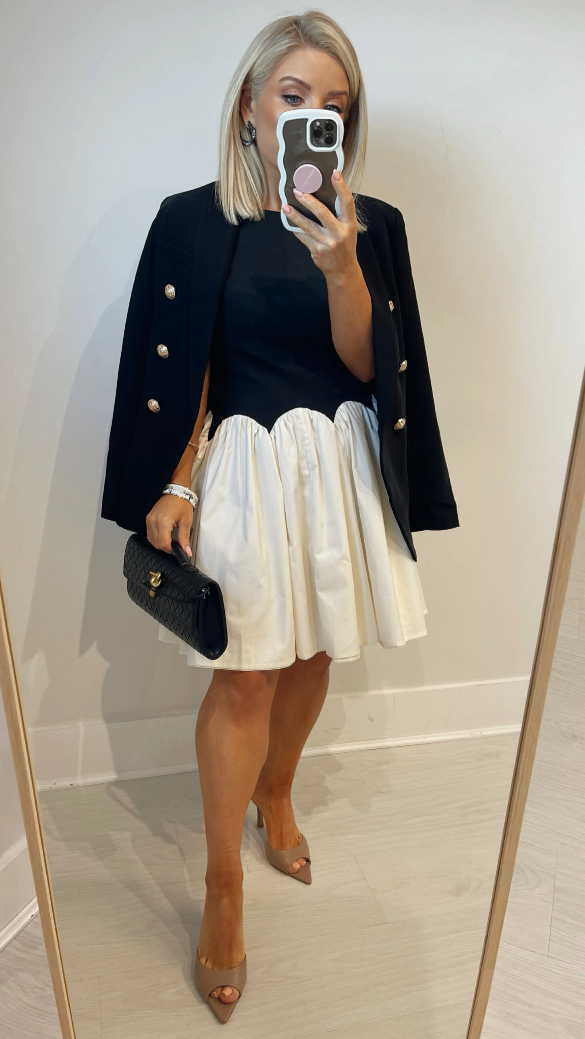 LUCY PUFF DRESS - BLACK/WHITE