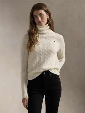 Maglia con Collo Alto a Trecce Bianco