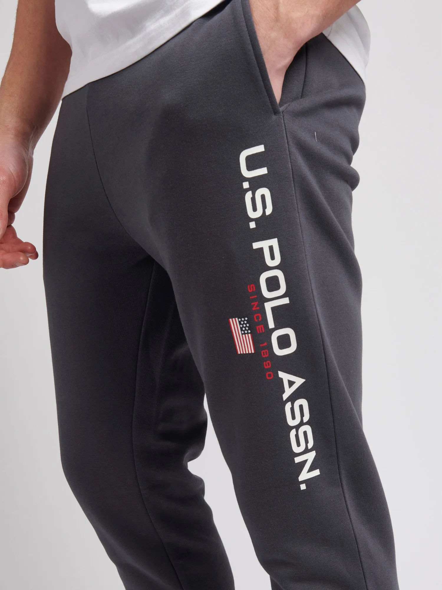 Mens Block Flag Graphic Joggers in Ebony