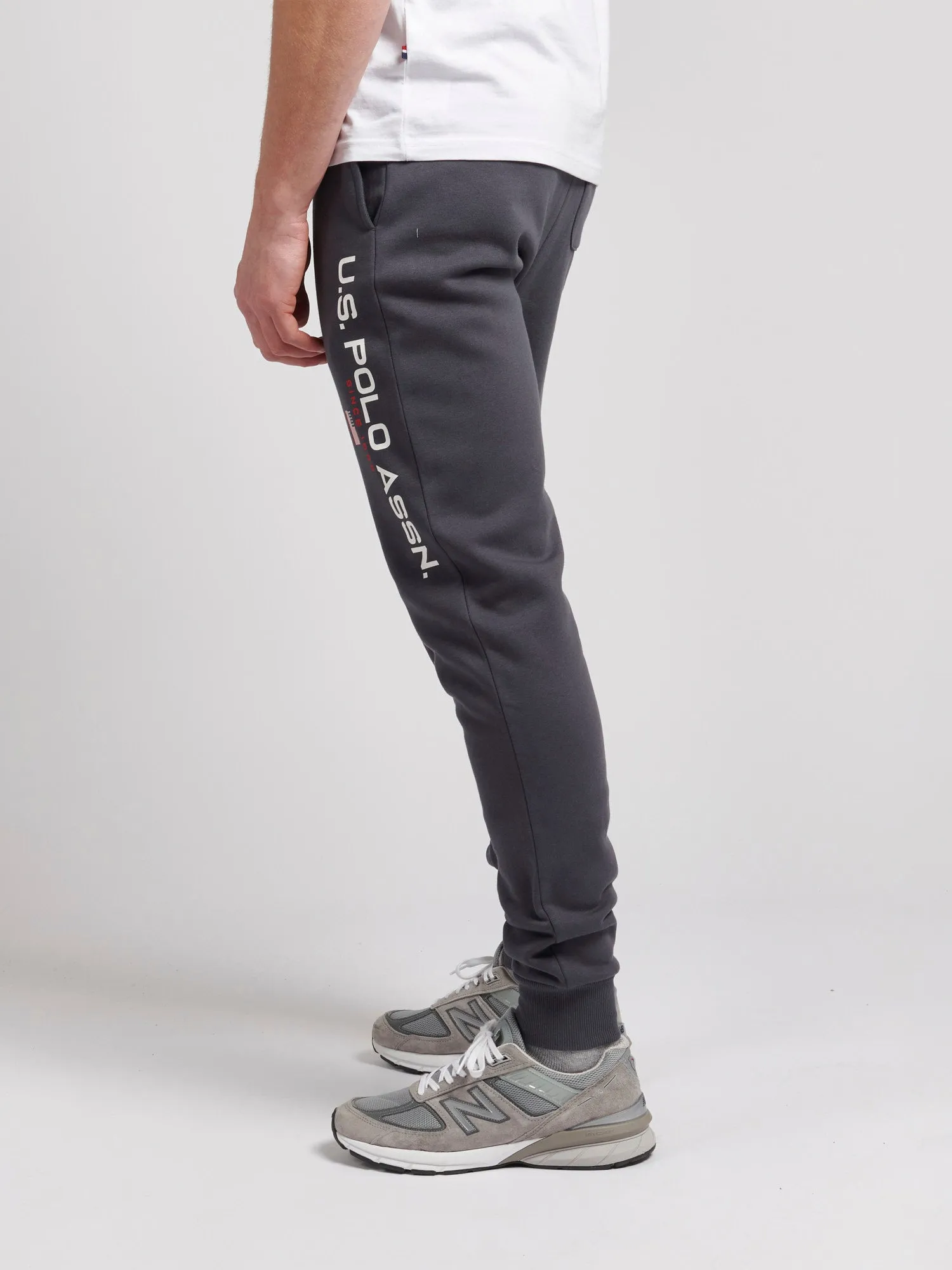 Mens Block Flag Graphic Joggers in Ebony