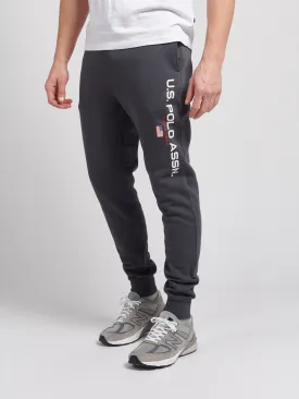 Mens Block Flag Graphic Joggers in Ebony