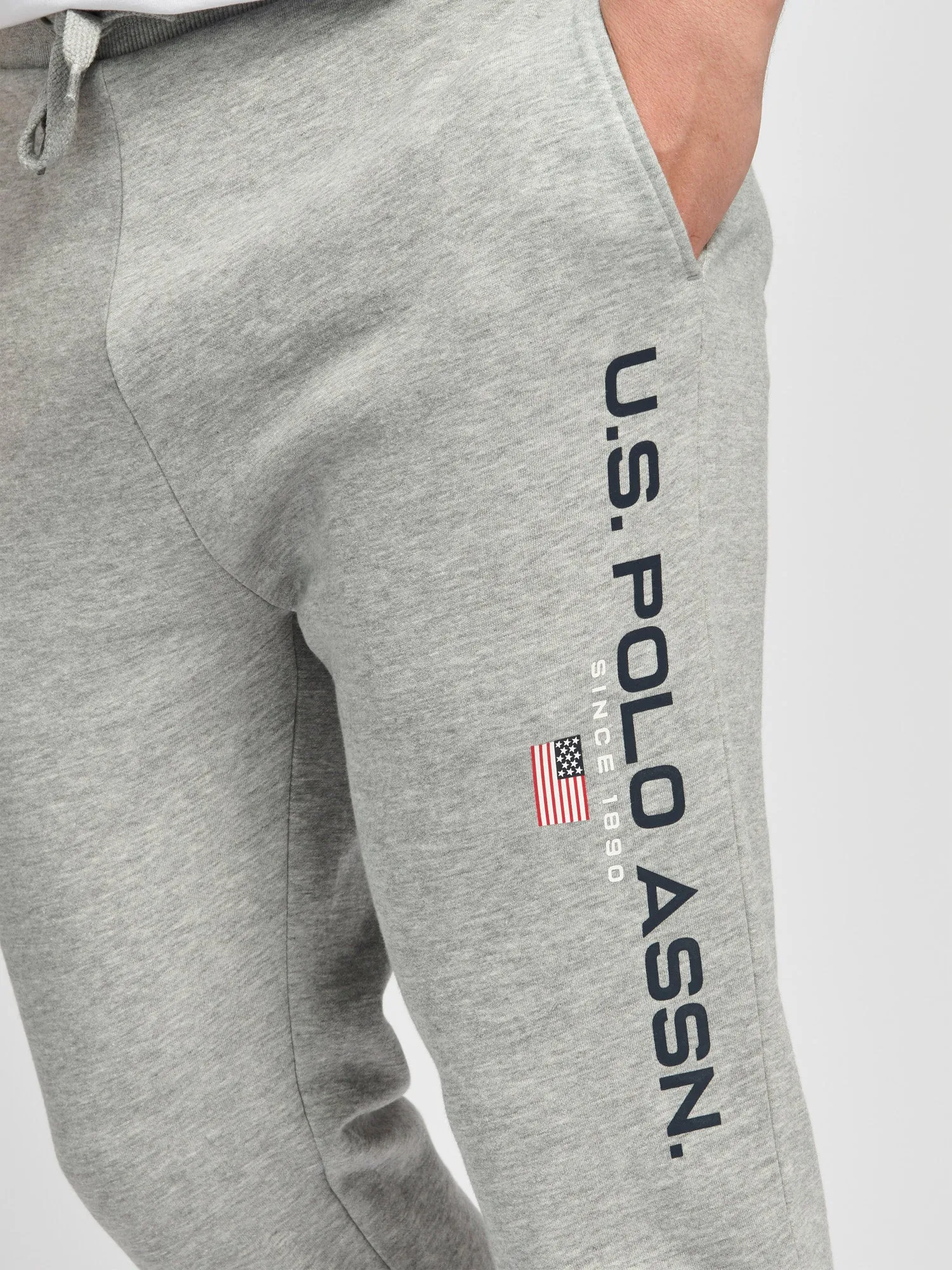 Mens Block Flag Graphic Joggers in Vintage Grey Heather