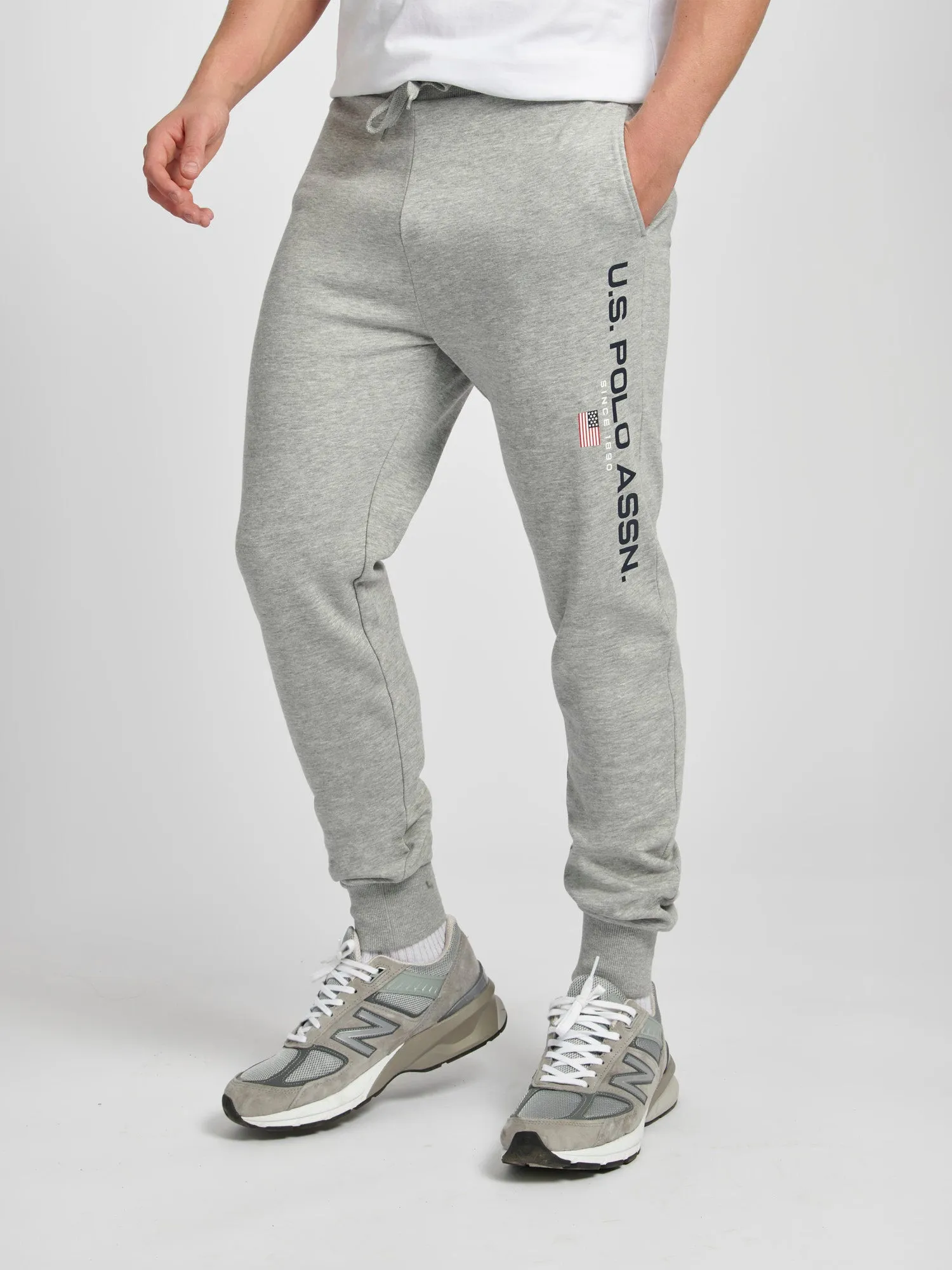Mens Block Flag Graphic Joggers in Vintage Grey Heather