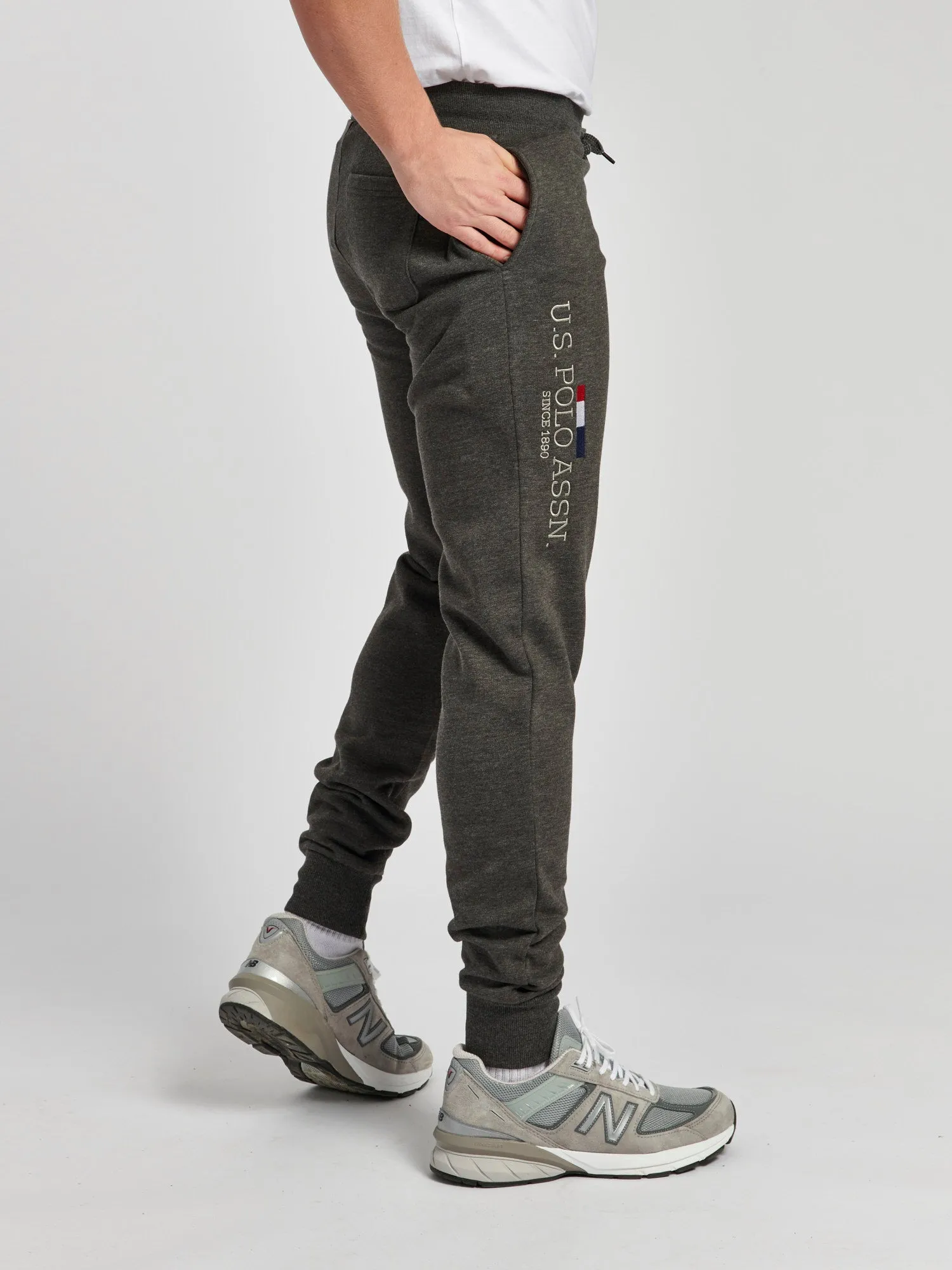 Mens Stacked Joggers in Charcoal Grey Marl