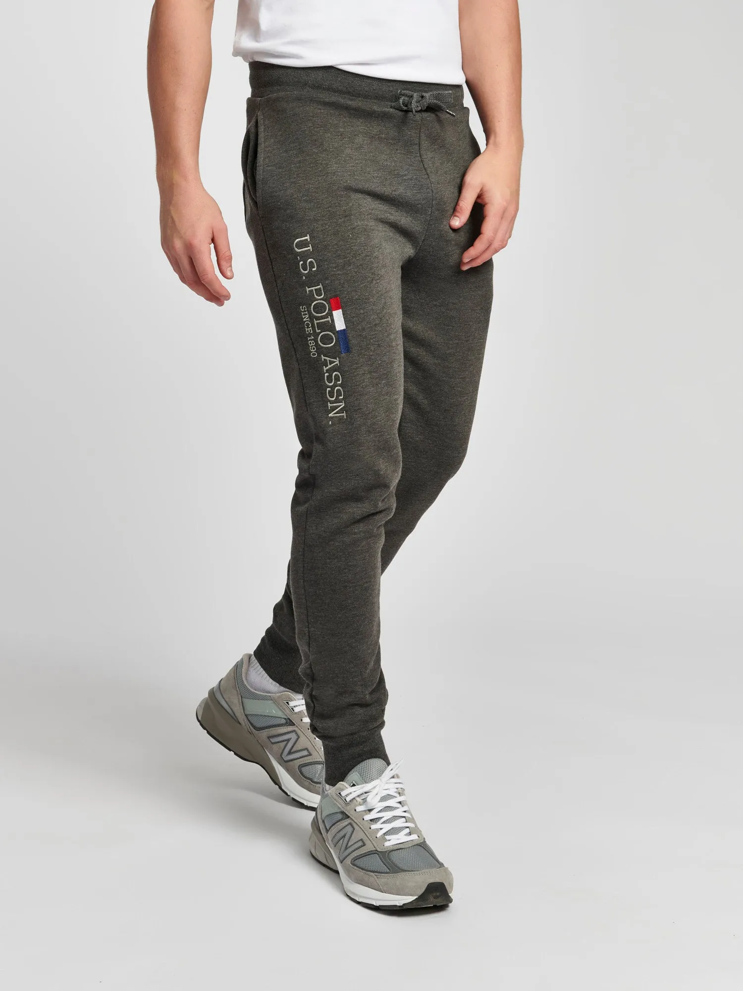 Mens Stacked Joggers in Charcoal Grey Marl