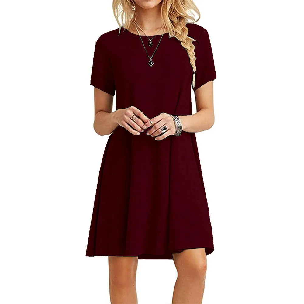 Mid Waist Stylish Trendy Unique Women's Short-sleeved Dress