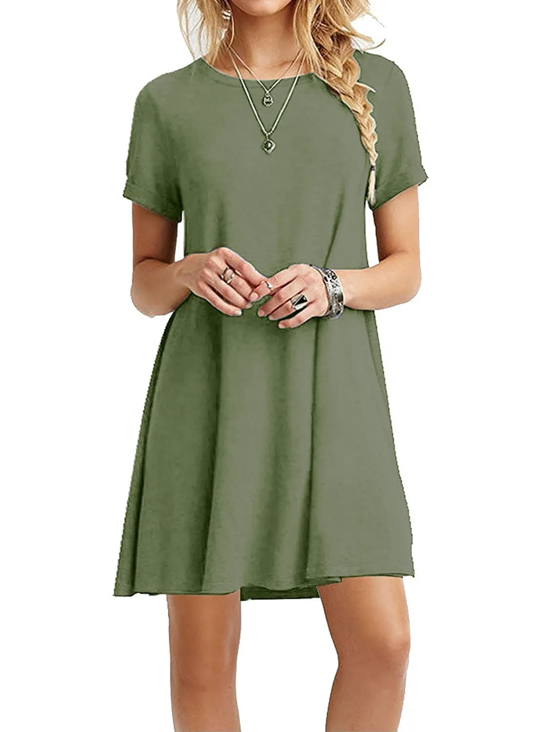 Mid Waist Stylish Trendy Unique Women's Short-sleeved Dress