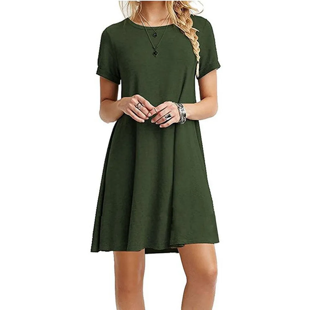Mid Waist Stylish Trendy Unique Women's Short-sleeved Dress