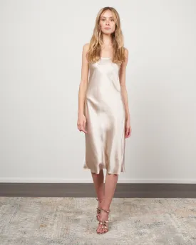 midi slip dress - bone silk
