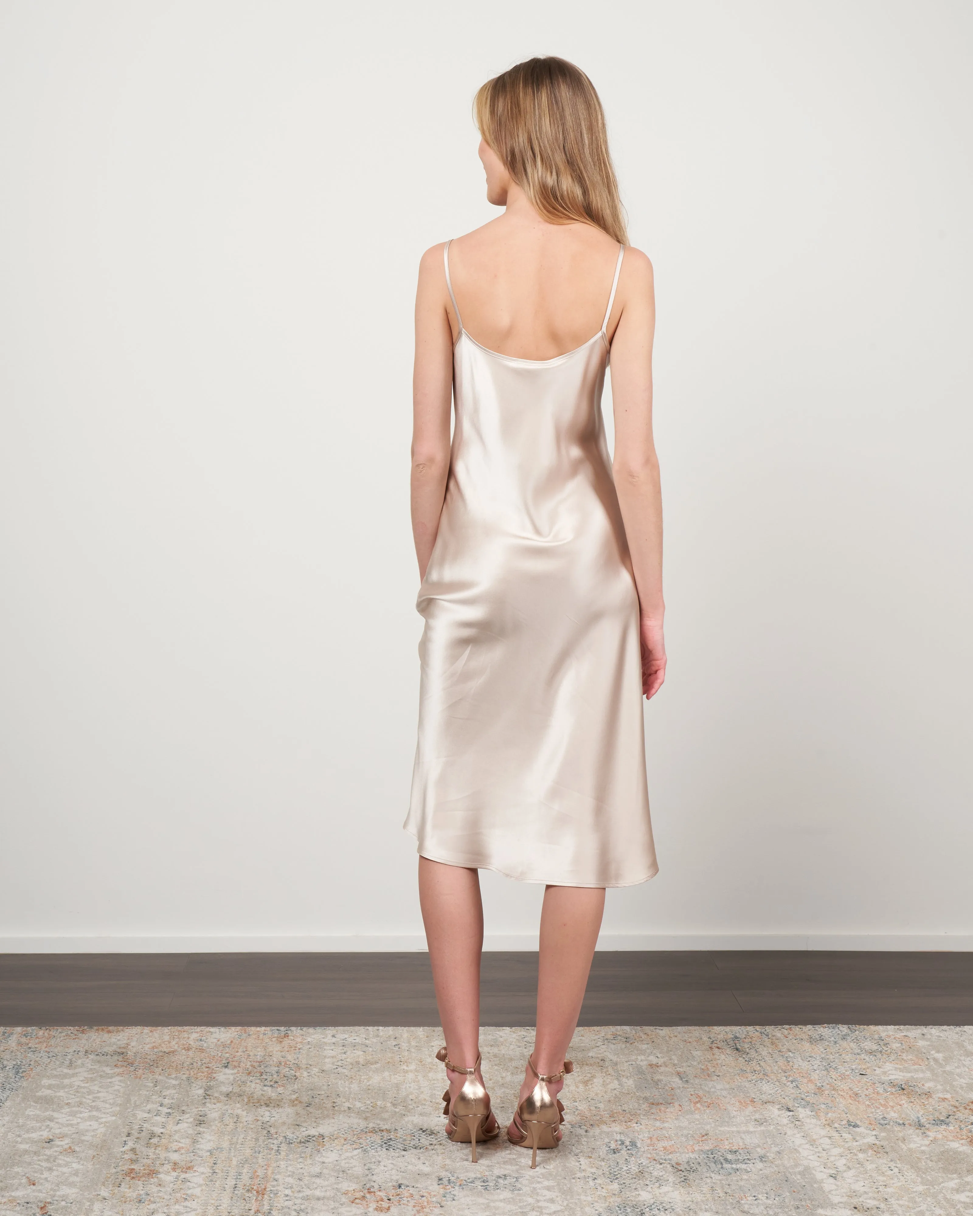 midi slip dress - bone silk