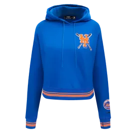 MLB NEW YORK METS MASHUP WOMEN'S RIB CROPPED PO HOODIE (ROYAL/ORANGE/ROYAL)