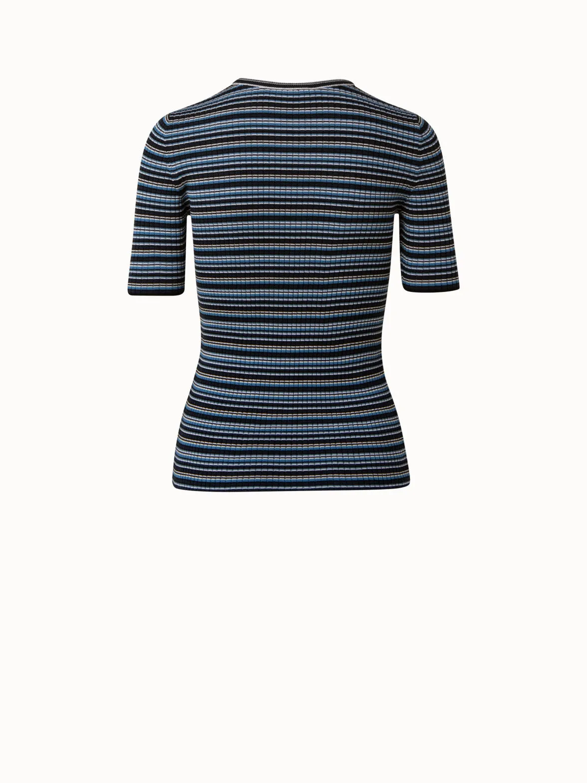 Multicolor Stripe Rib Knit Merino Wool Pullover