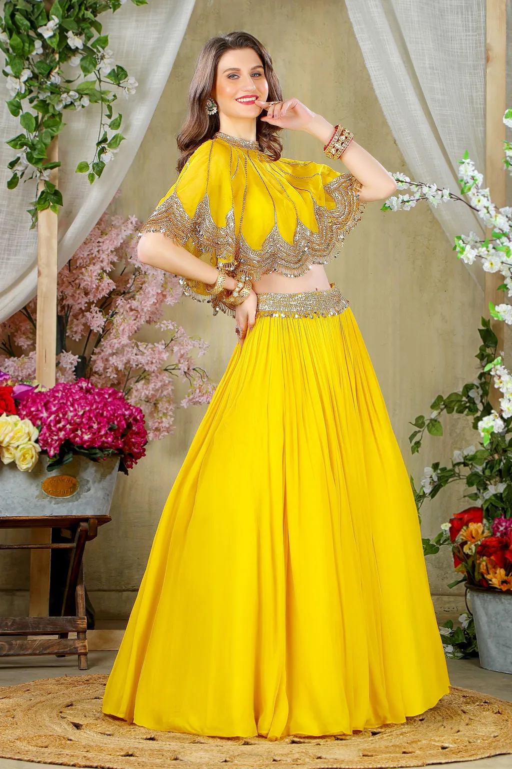 Musturd Yellow Skirt with stylish Cape