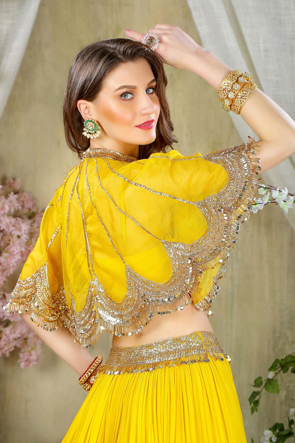 Musturd Yellow Skirt with stylish Cape