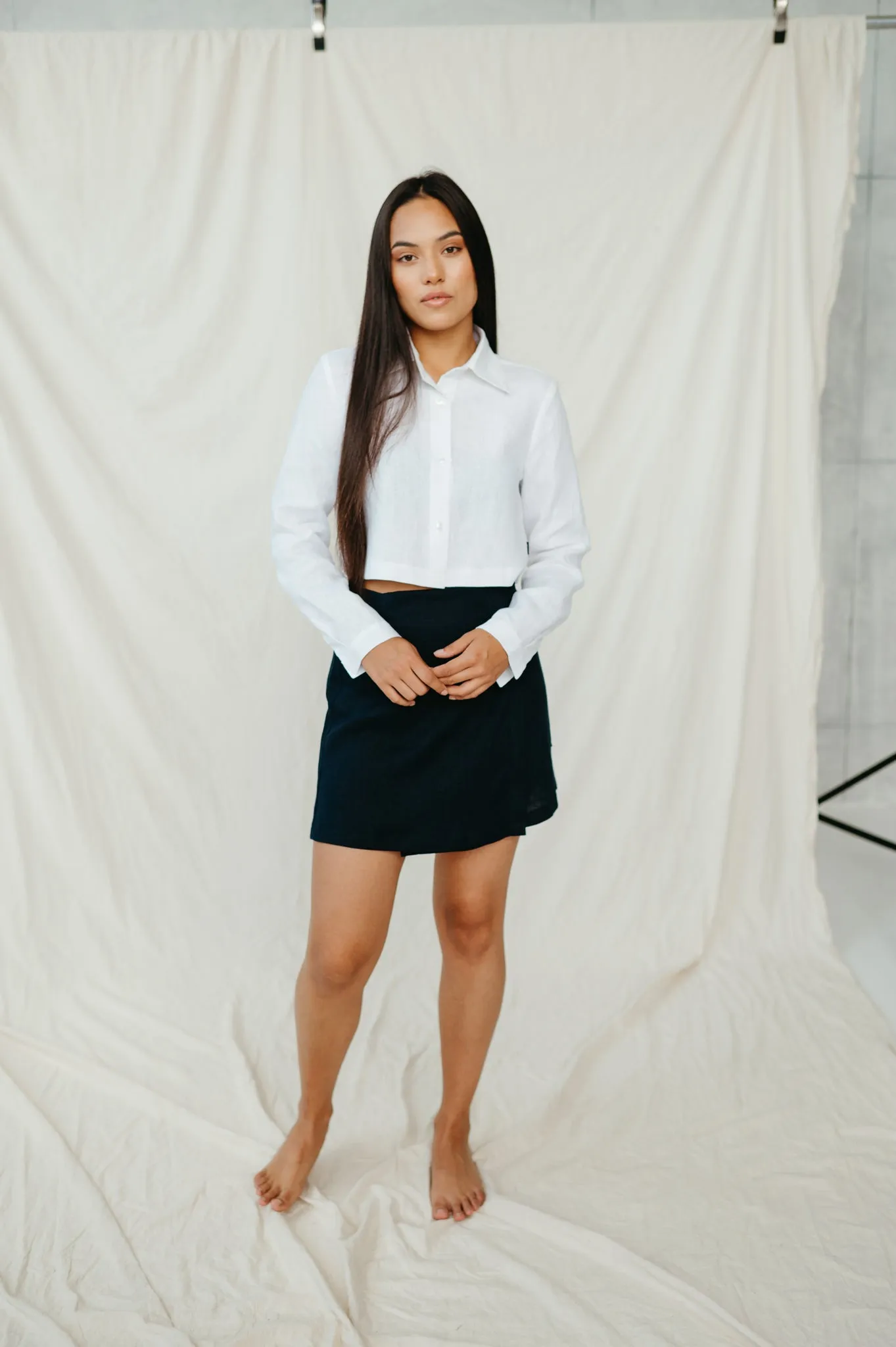 Natural beige linen skirt ANA