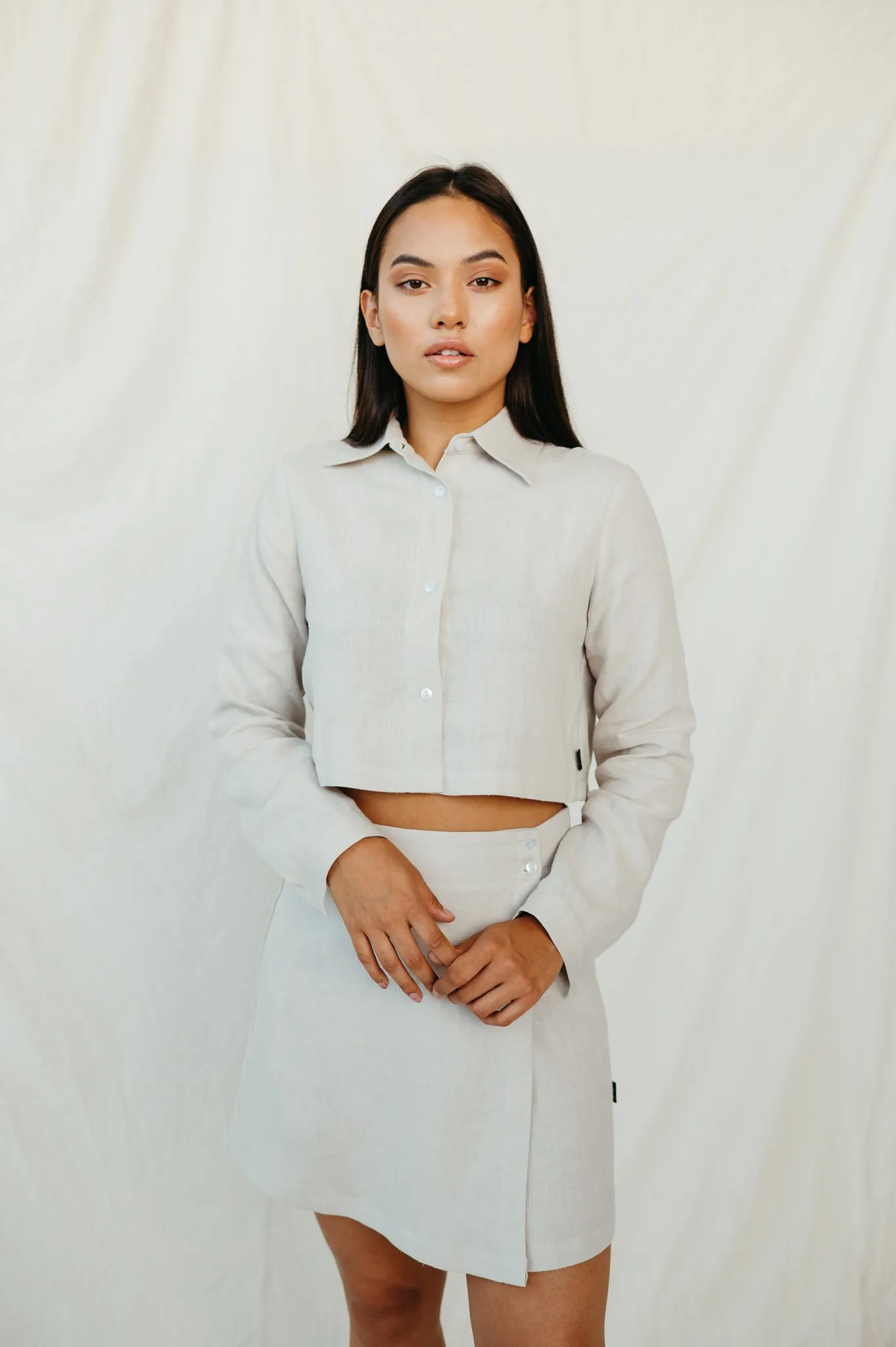 Natural beige linen skirt ANA