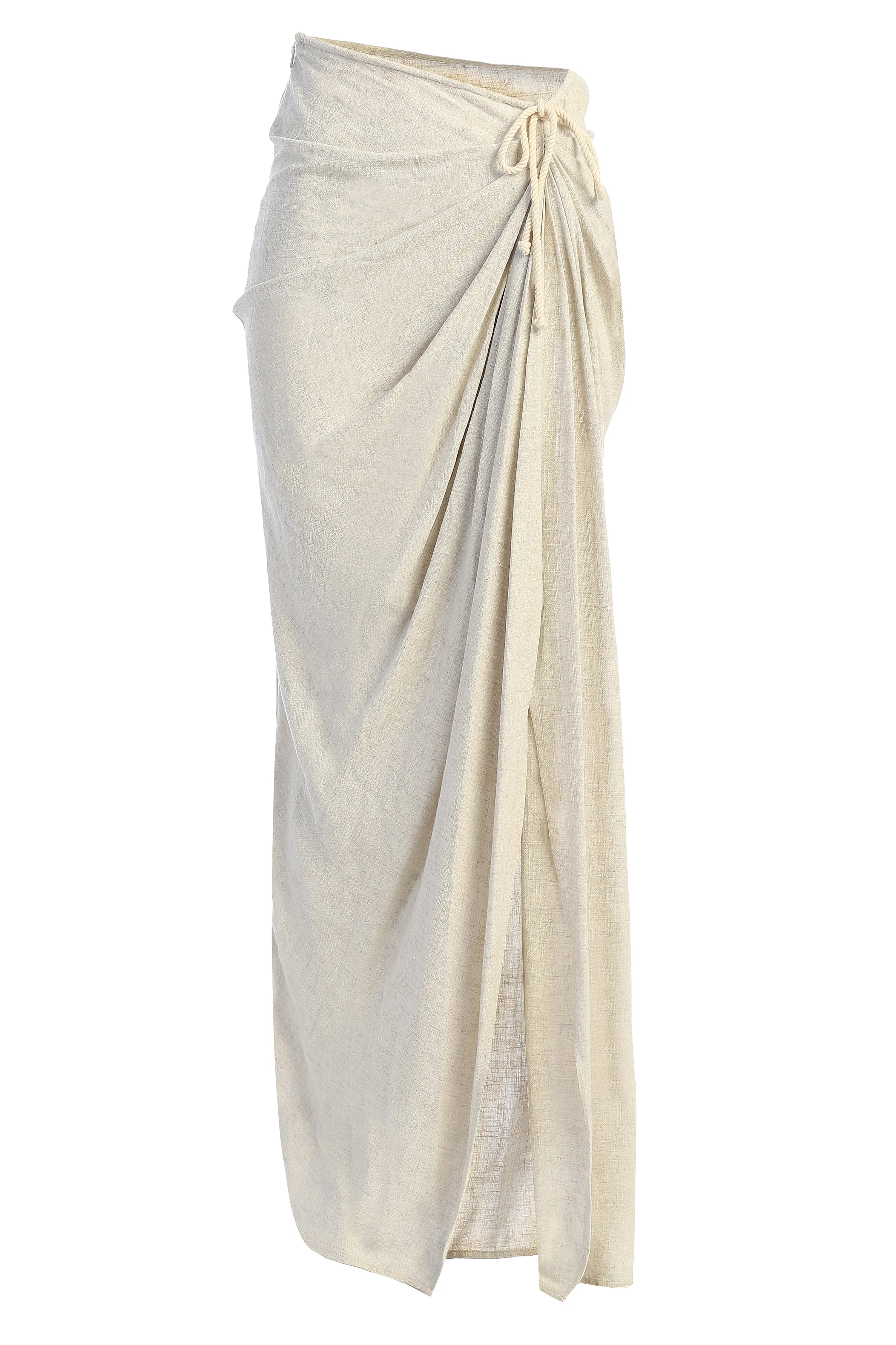 Natural Noelia Linen Slit Skirt
