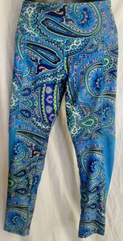 NEW Womens ABS Brand Sweatpants Athletic Workout Yoga Fitness Pants BLUE L Paisley