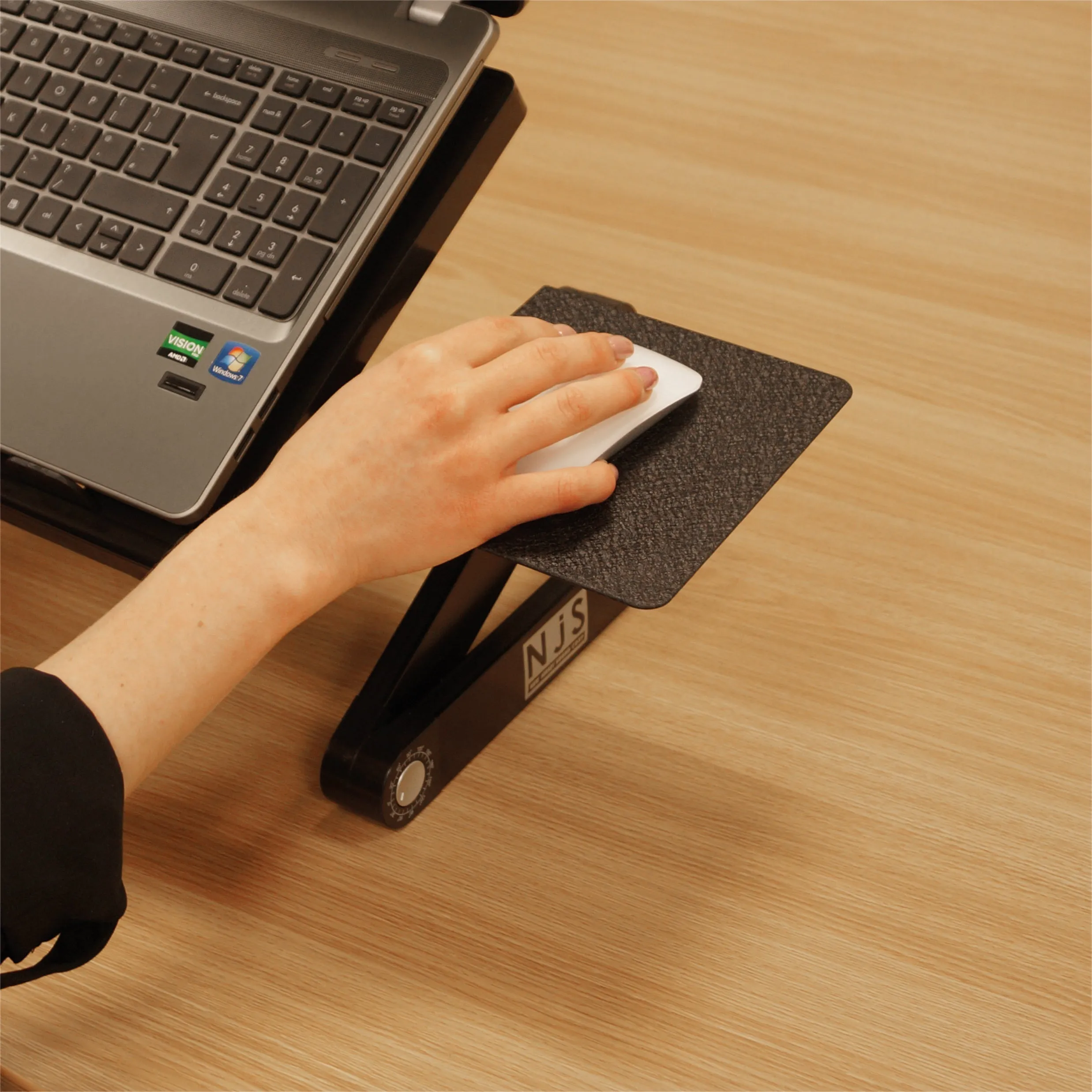 NJS Adjustable Laptop or Tablet Stand with USB Fans and Mouse Holder
