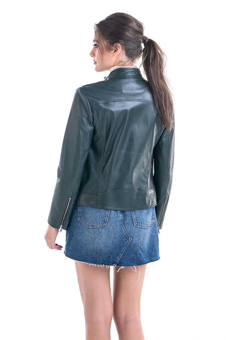 Olive Trendy Genuine Sheepskin Jacket