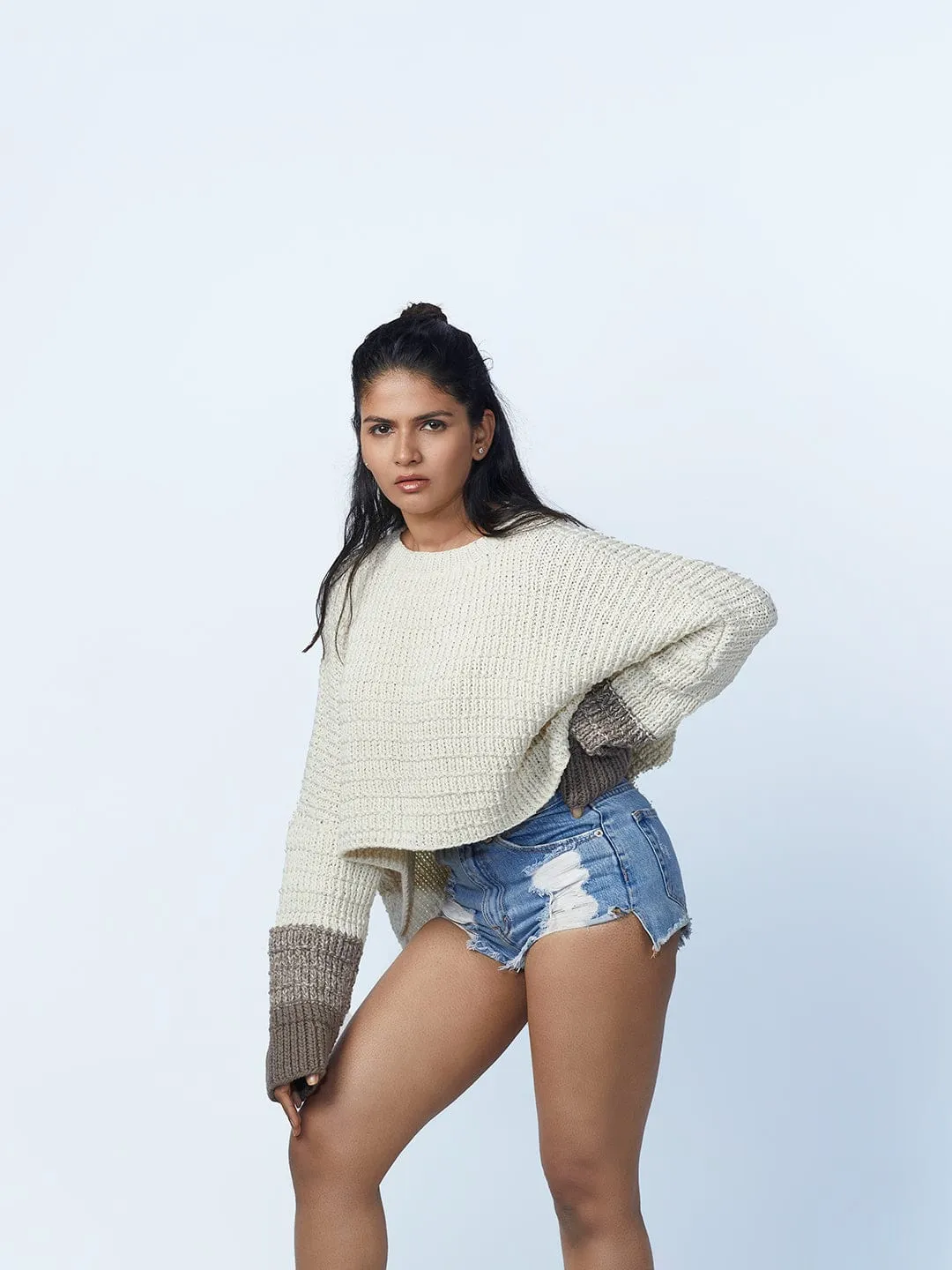 Ombre Sleeve Detail Pullover
