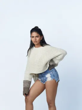 Ombre Sleeve Detail Pullover