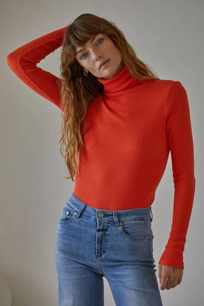 Orange Knit Turtleneck