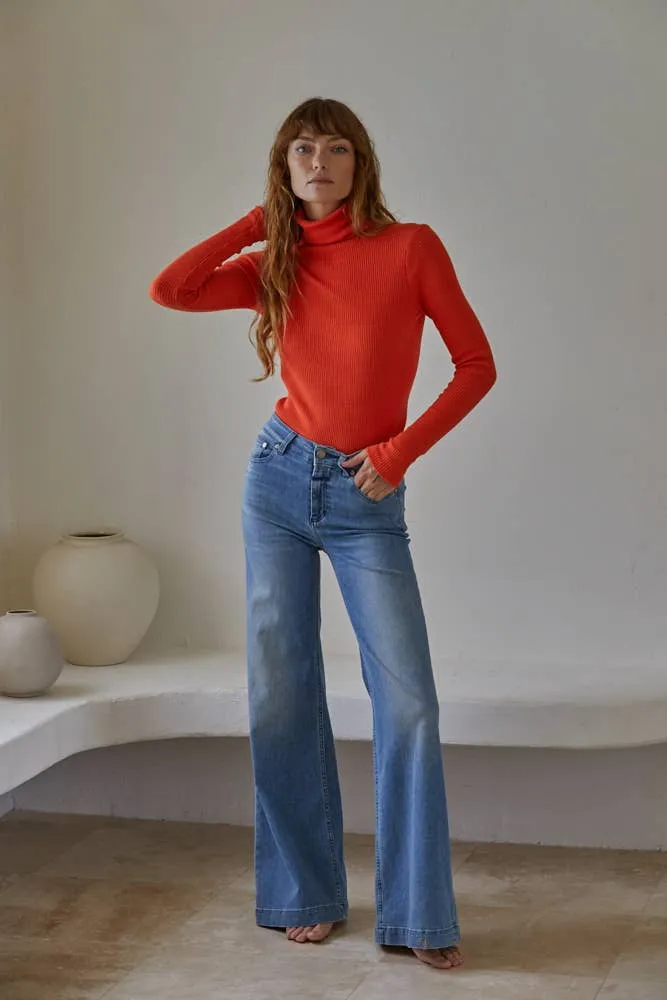 Orange Knit Turtleneck