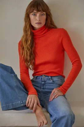 Orange Knit Turtleneck