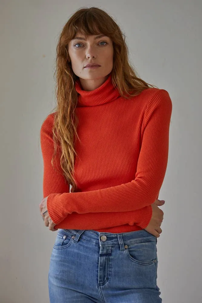 Orange Knit Turtleneck
