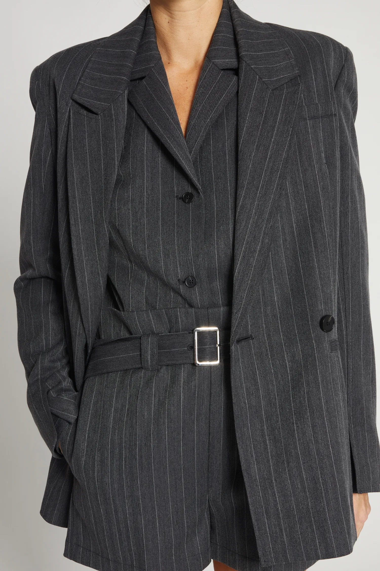 Oxford Pinstripe Blazer, Grey