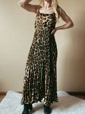 Phoebe Leopard Print Pleated Maxi Dress