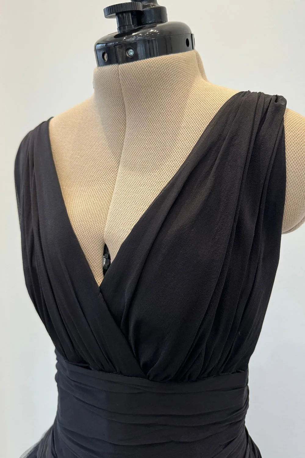 Pierre Balmain Fall 2000 Haute Couture Silk Chiffon, Net & Feather Skirt Dress - 12.5-14" W