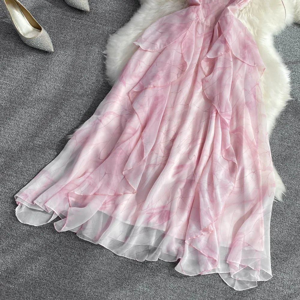 Pink Floral Halter Dress