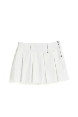 Pleated Color Twill Zip Up Skort