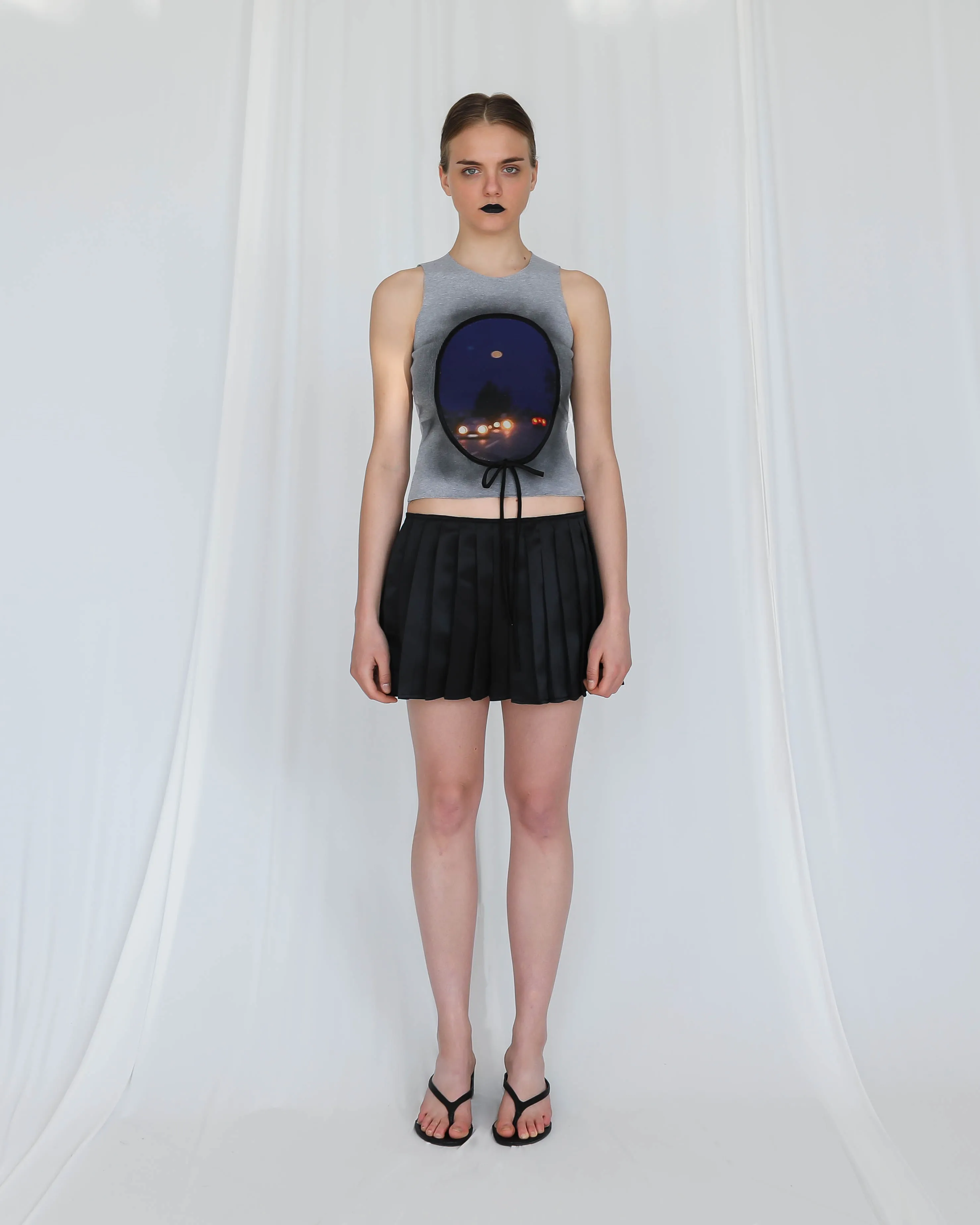 Pleated Satin Skirt