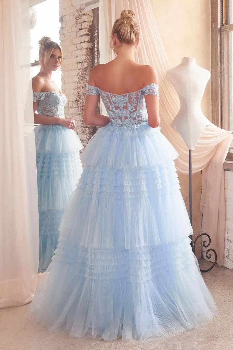 PLEATED TULLE BALL GOWN CD9315