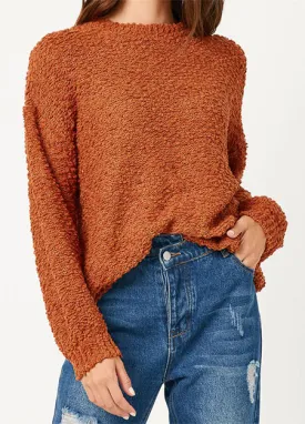 Popcorn Knit Pullover Sweater