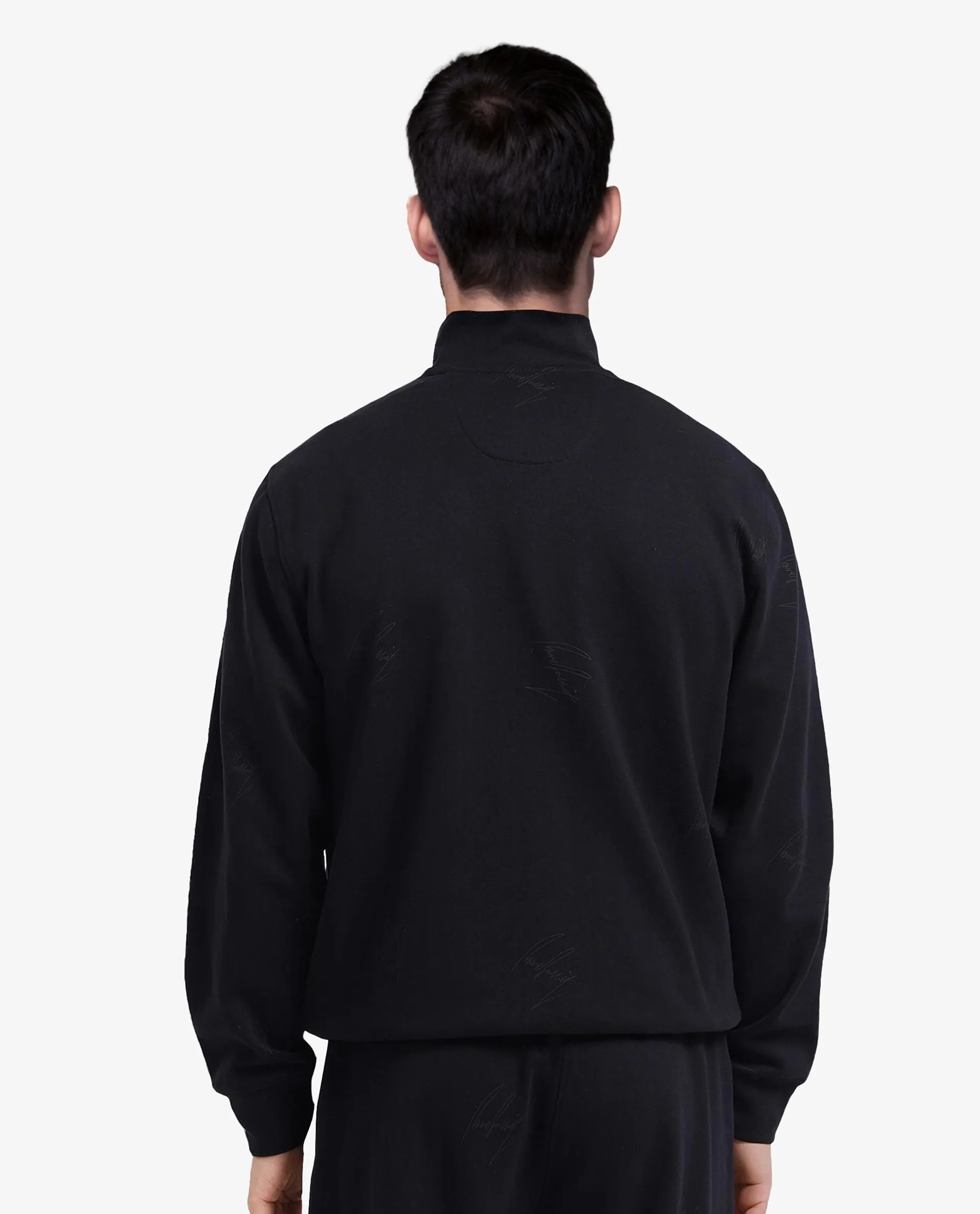 Rare Rabbit Men Jacksign Black Cotton Blend Fabric Full Sleeve High Neck Zipper Closure Signature Printed Jacket