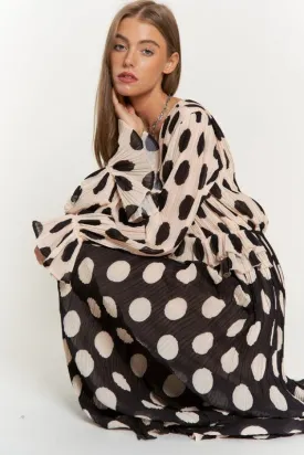 Retro Rendezvous Polka Dot Long Sleeve Maxi Dress