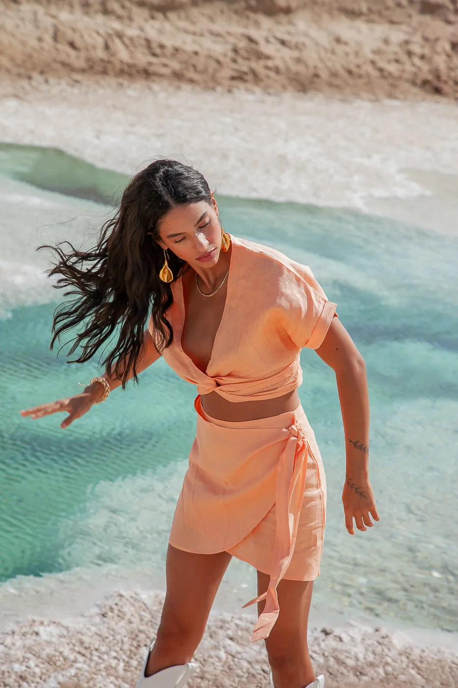 Satori Wrap Skirt- Apricot