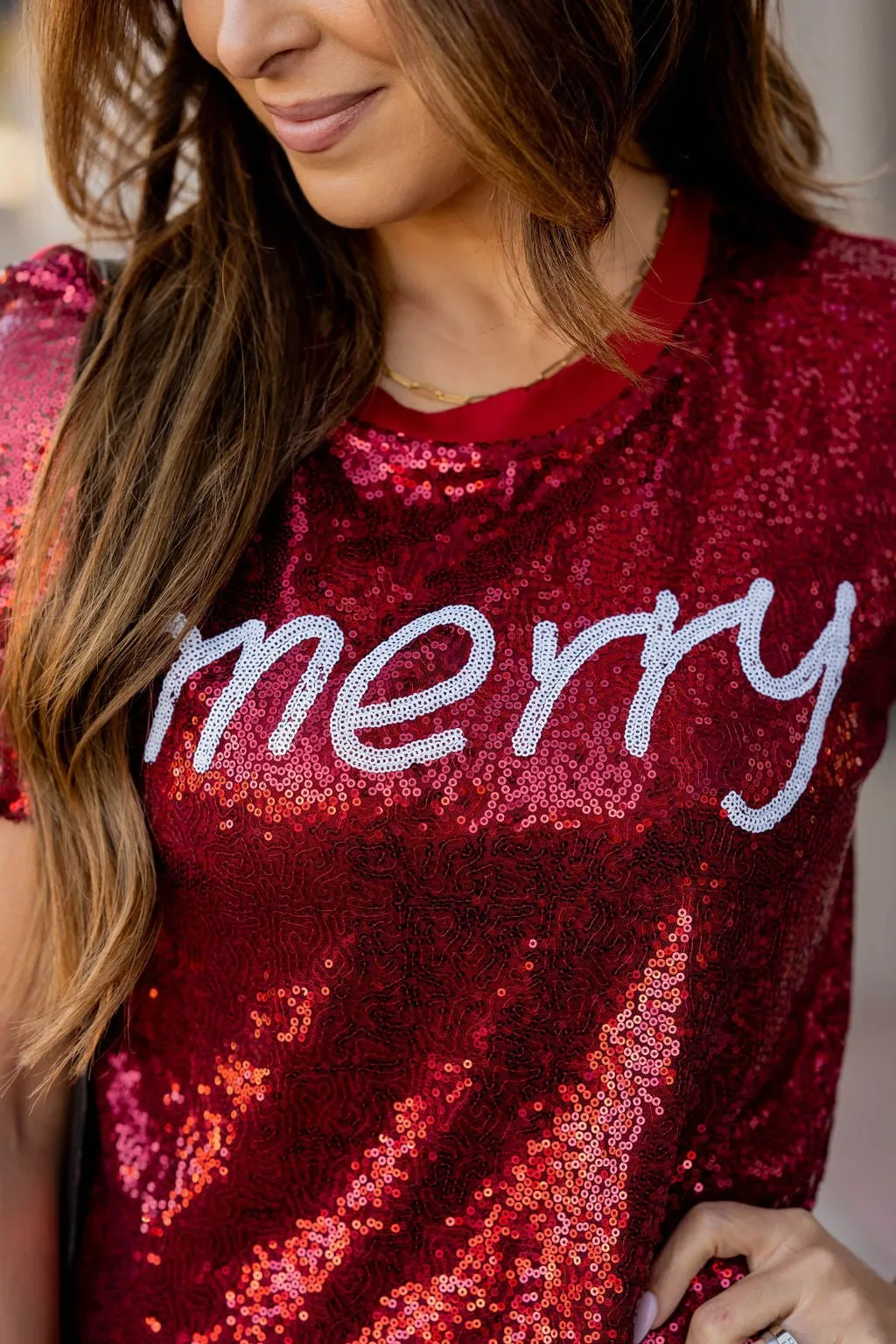 Sequin Merry Tee