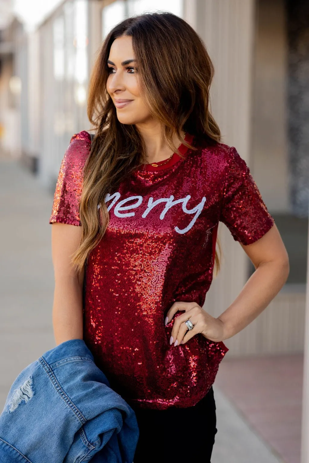 Sequin Merry Tee