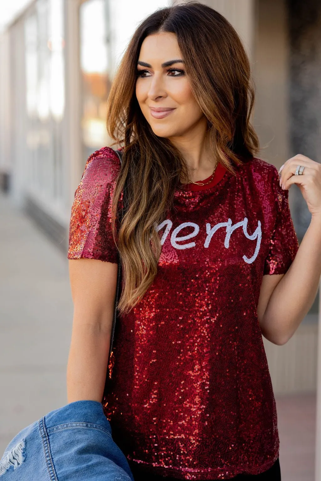 Sequin Merry Tee