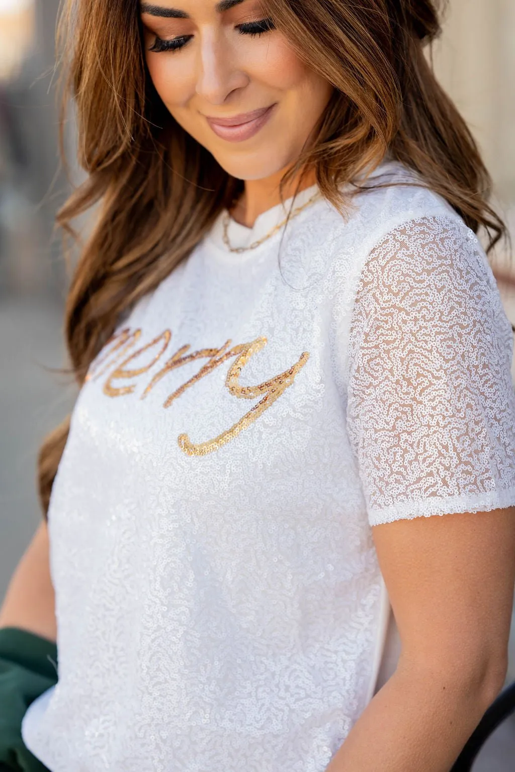 Sequin Merry Tee