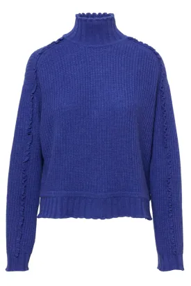 Shaker Mock Neck Ruffled Sweater