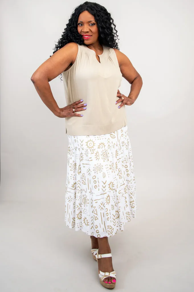 Shella Skirt, Suna, Linen Bamboo