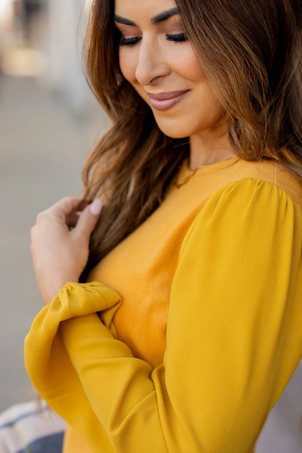 Simple Ribbed Body Blouse Sleeve Tee